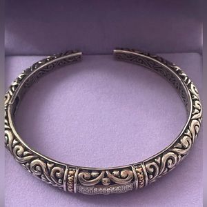 Effy Diamond Bangle Bracelet 18K and Sterling Silver